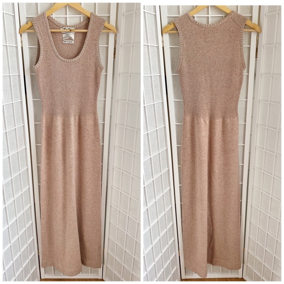VTG Anne Fogarty Knits Pink Silver Metallic Sleeveless Maxi Sweater Dress Medium - Picture 7 of 7